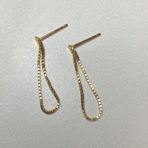 14K Gold Chain‎ Dangle Earrings Minimalist Modern Geometric Drop Earrings Women